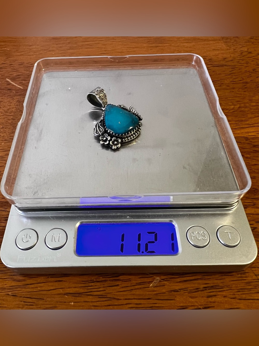925 Sterling Silver Kingman Turquoise Teardrop Pendant Floral Southwest - Picture 12 of 12